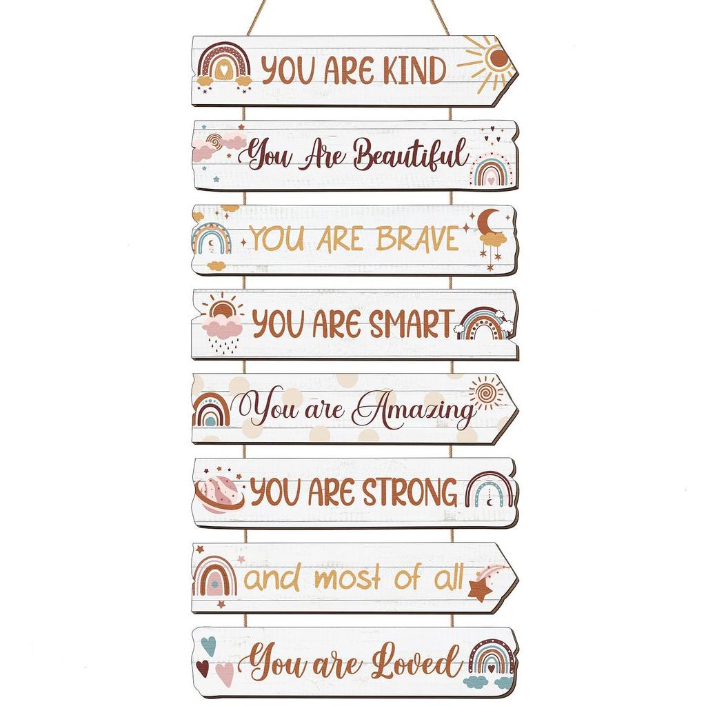 Teen Girl's Motivational Wooden Hanging Sign - Princess, Butterfly, Rainbow Design