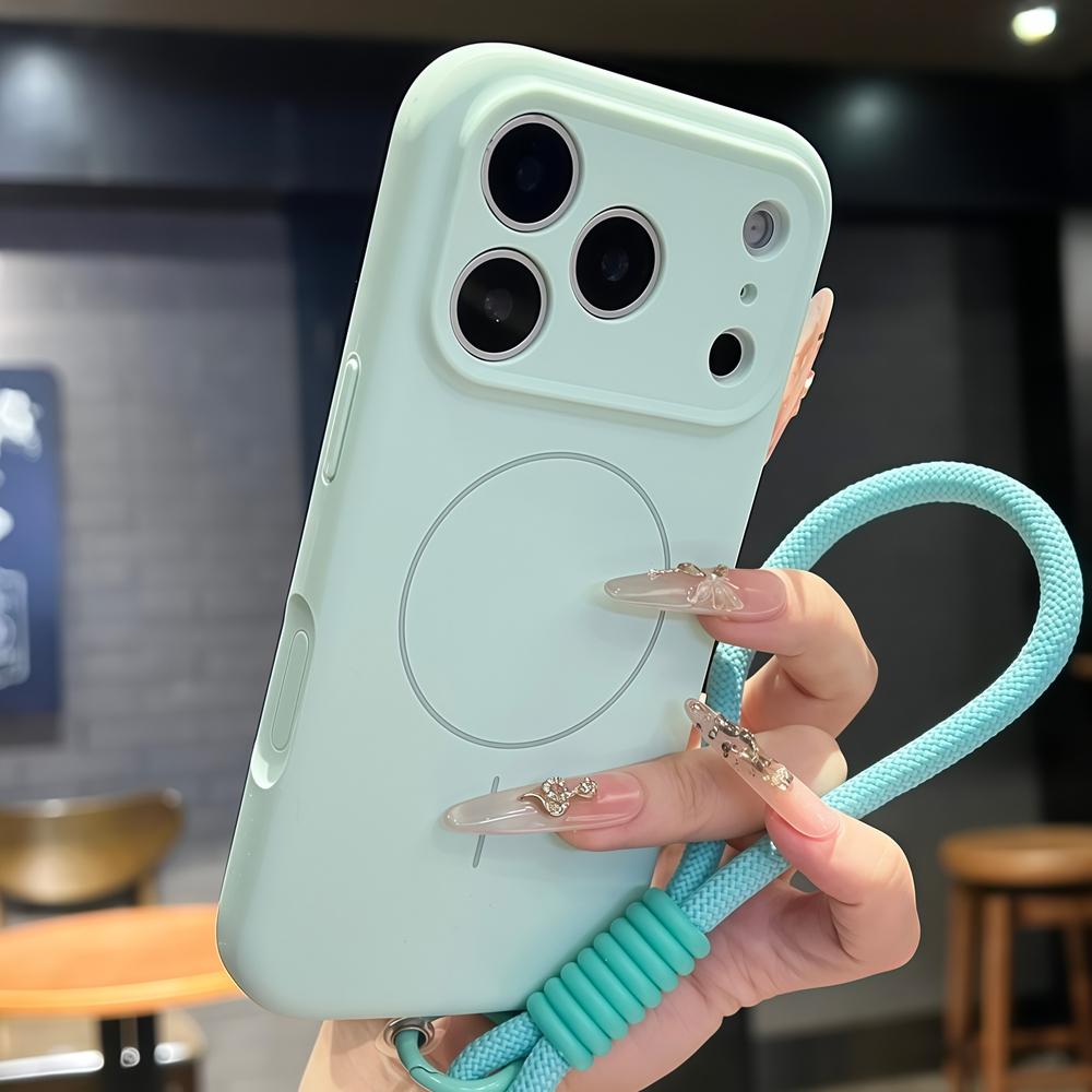 Řemínek na zápěstí z tekutého silikonu pro Magsafe Měkké pouzdro z tekutého silikonu pro iPhone Air 16 Plus 15 14 13 12 17 Pro Max Magnetický kryt