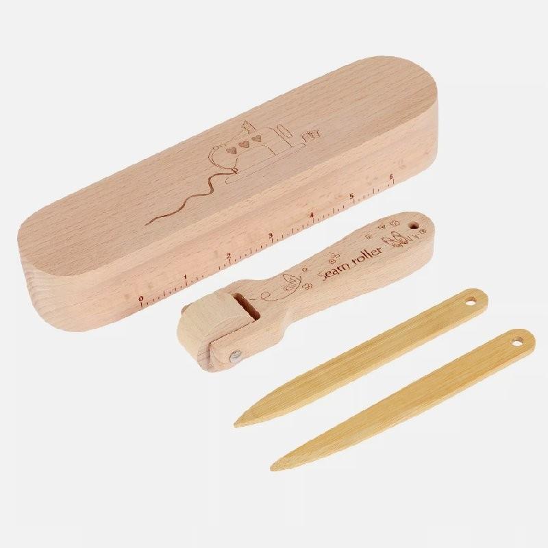 4pcs Tailors Clapper Set Beech Wood Seam Presser Tool Wooden Pressing Sewing