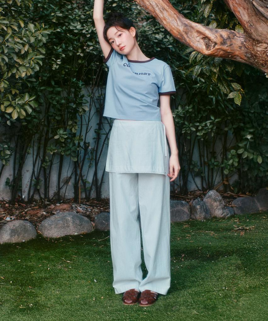 COVERNAT WOMAN Cotton Skirt Layered Pants Sky Blue