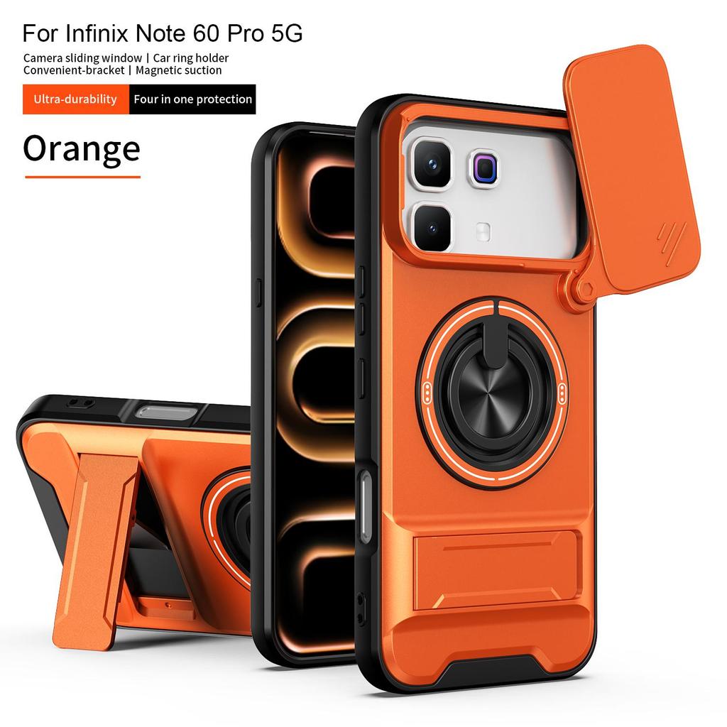 Copertura scorrevole per fotocamera per custodia Infinix Note 60 Pro 5G con supporto ad anello integrato