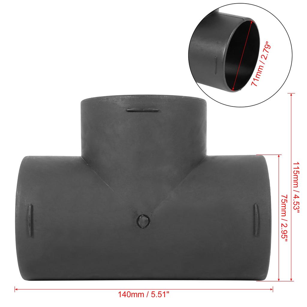X AUTOHAUX Car Heater Warm, 75mm 3-Way Duct Pipe T-Outlet Connector Plastic Black