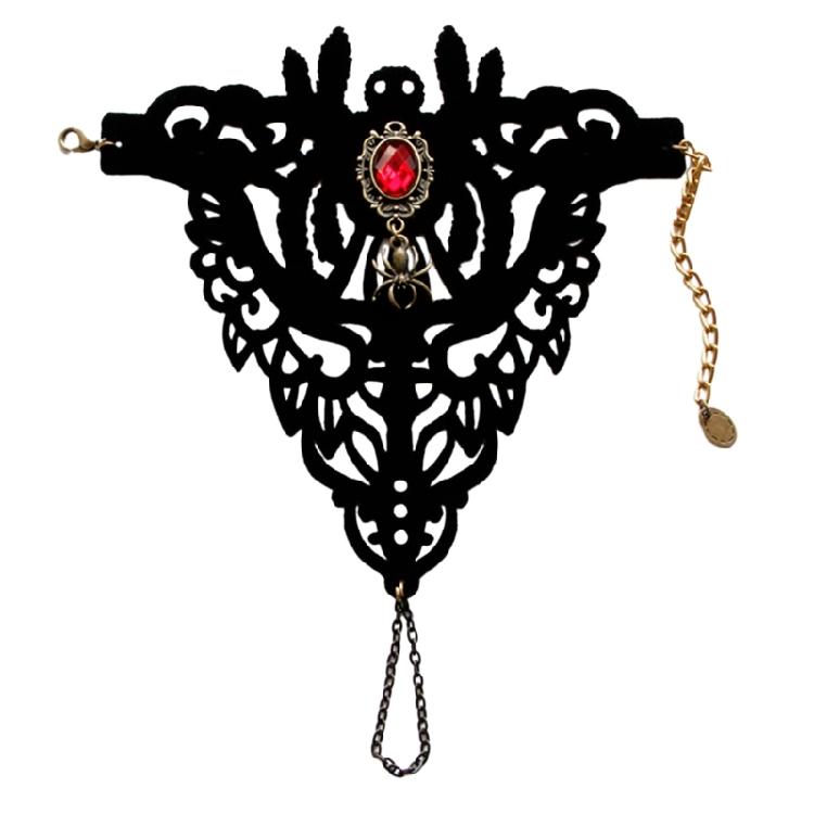 Готический черный кружевной браслет Стимпанк вампирский браслет на запястье 1 чёрный