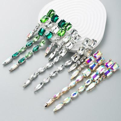 Boucles d'oreilles pendantes personnalisées en alliage brillant et cristal émaillé pour femmes, boucles d'oreilles exagérées de qualité supérieure