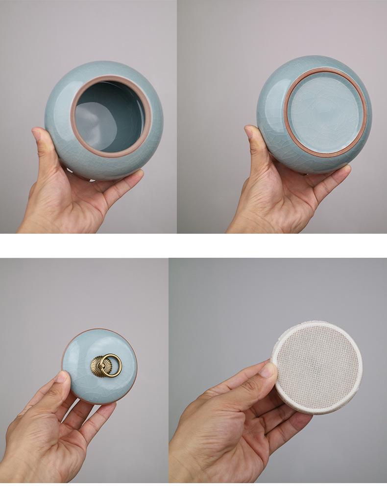 Ge Kiln Ceramic Tea Storage Jar: Chinese Style Sealed Can for Dried Fruit, Flower, and Tea Leaves.