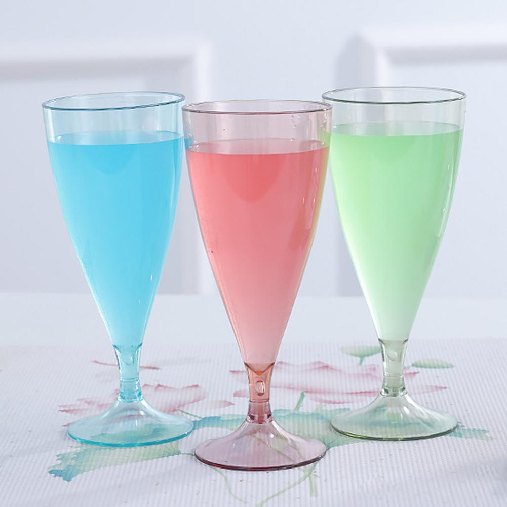 5Pcs Plastic Champagne Wine Glasses with Storage Bottles Clear Wine Glasses Champagne Glasses for Home Daily Life Party Birthday