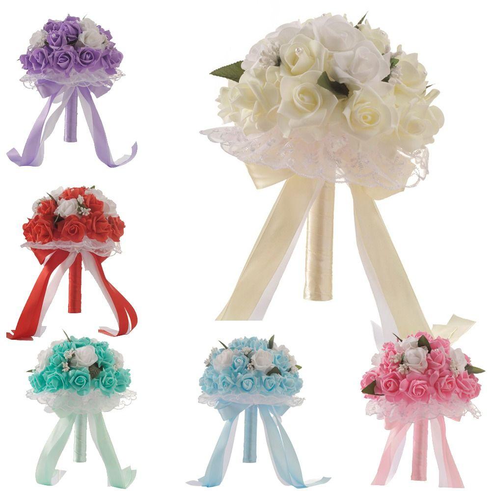 Romantic Artificial Hand Bouquet Silk Flowers Bridesmaid Bouquet Ceremony Anniversary