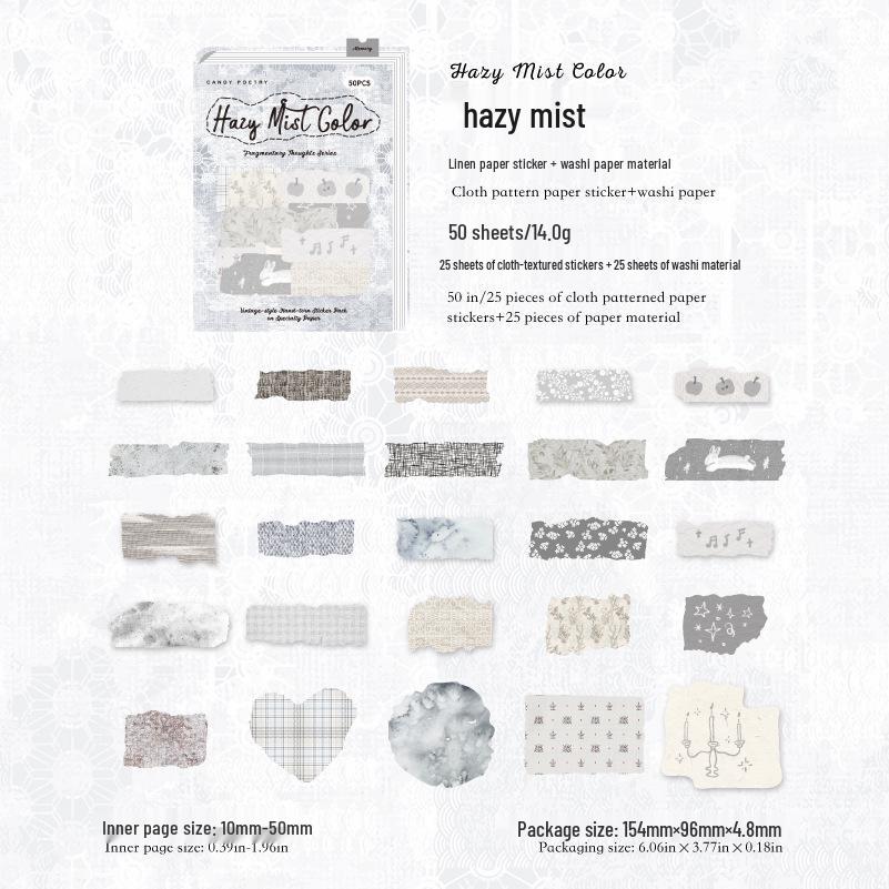 Suiker Poëzie Stof-Thema Afscheurbare Sticker Pakketten voor Journals