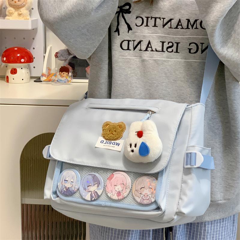 Japanese two-dimensional cute bear messenger bag female college style large-capacity messenger bag transparent millet bar pain bag