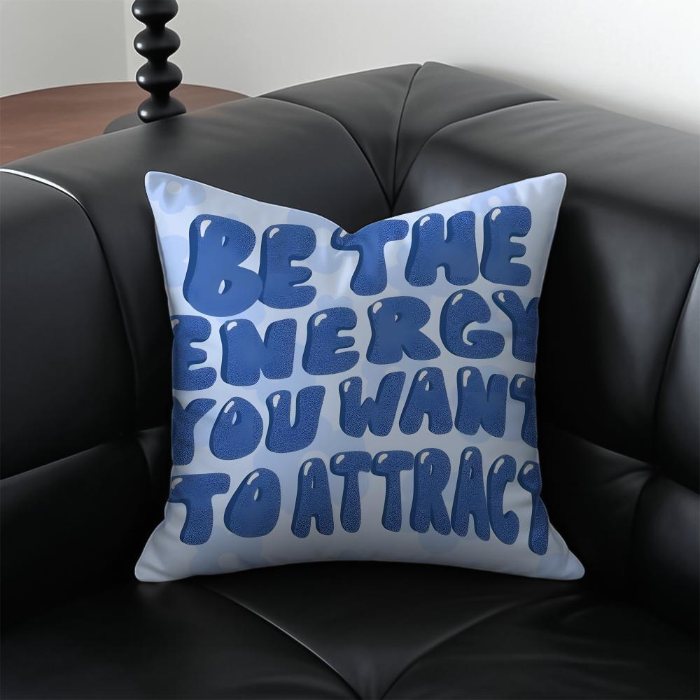 H-Healing Text Cushion Cover Pillow Case Anti-Dustmite Invisible Zipper Silky Plush Cushion