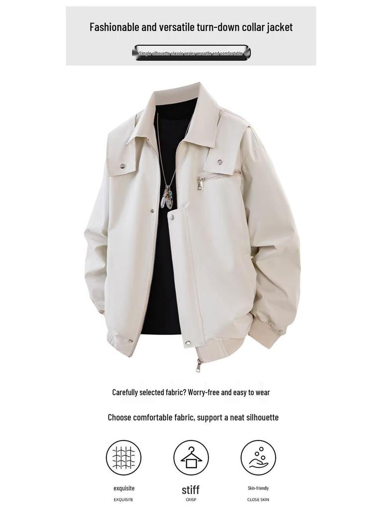Herren Retro Amerikanischer Arbeitskleidung Windbreaker: Herbst Hipster Collegejacke