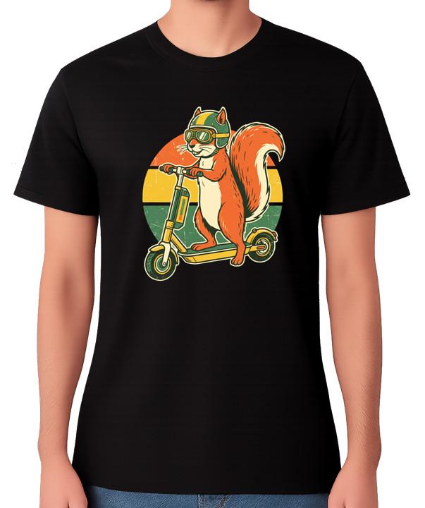 Retro Squirrel Riding Scooter Funny Graphic Unisex T-Shirt Vintage Tee M