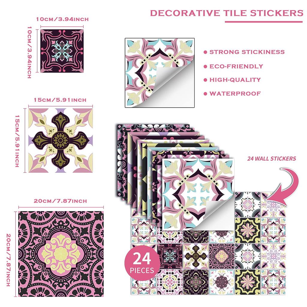 Maeau Wall Tile Wallpaper Stylish Tile Mosaic Tile Set of Nordic No Tools Easy for and DIY Wallpaper Decoration X 10cm X Stickers, Stickers, Stickers,