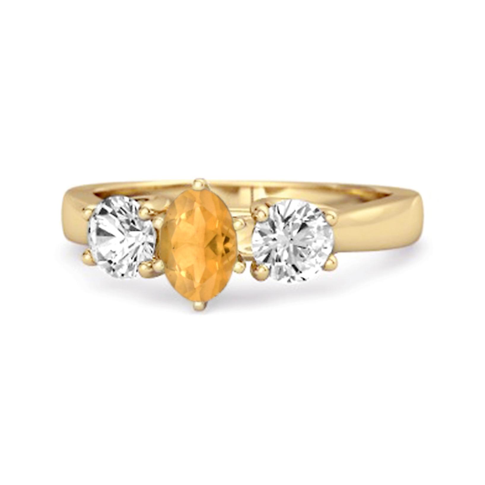 Three Stone Natural Citrine 925 Sterling Silver Gold Vermeil Engagement Ring 11.5 жёлтый