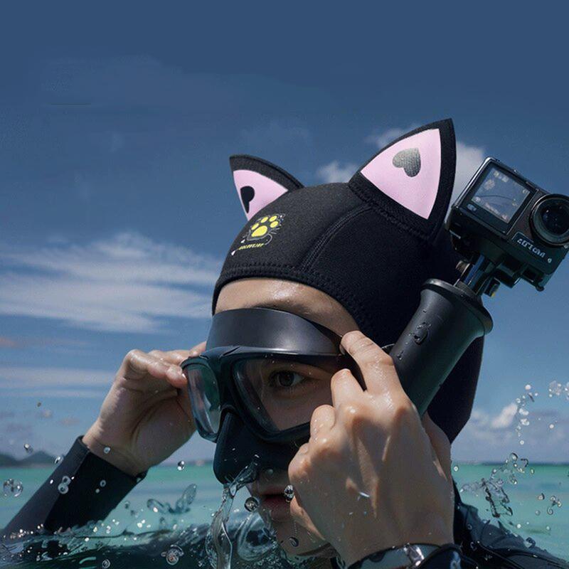 Cat Ears Diving Hood 3mm Neoprene Wetsuit Hood Cute Women Swim Cap for Surfing Snorkeling Water Sports Surf Diving Hat