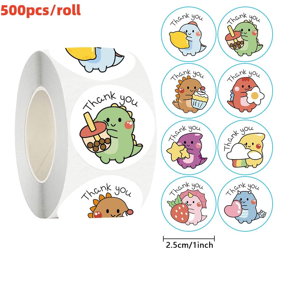 500 шт. Наклейки «Спасибо» 1 дюйм Мультяшные Динозавры Этикетки Для Упаковки Этикетки Для Выпечки Подарки Печать Декор Детские Наклейки