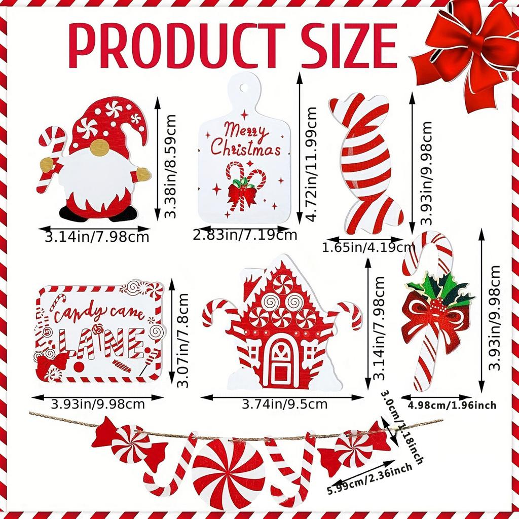 Festive Christmas Tiered Tray Decor Set with Colorful Gnomes and Wooden Farmhouse Accents for Home and Party Décor