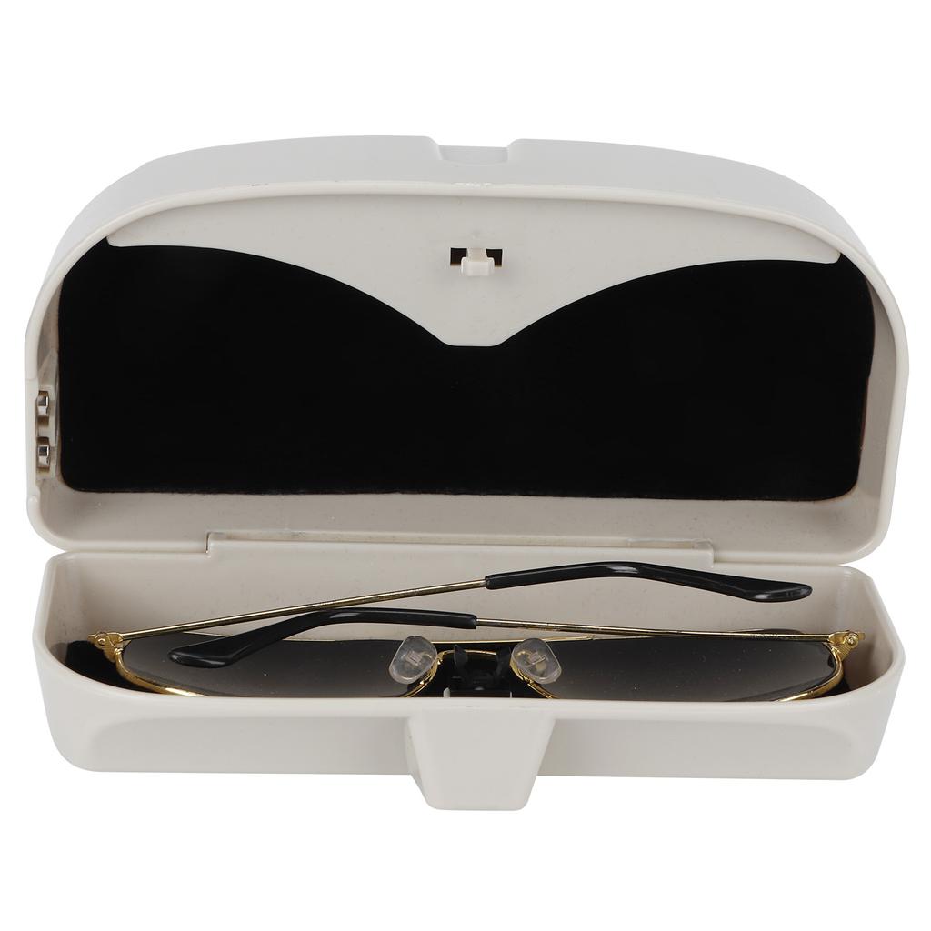 Car Sun Visor Glasses Case Holder Kit with Tickets Clips Storage Sunglasses Organizer UniversalBeige