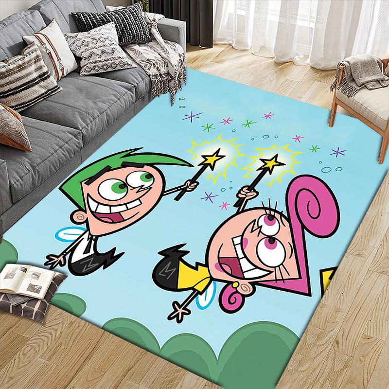 The Fairly OddParents Flannel Pattern Square Carpet,Area Rug,Carpet Rug for Living Room Bedroom Sofa Playroom Decor,Non-slip Floor Mat