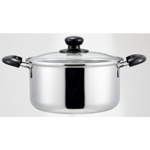 Yoshikawa CookLook II SJ2185, 22cm, Induction Compatible, Silver Stainless Steel Deep Pot, Made in Japan