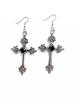 Popular Oversized Rhinestone Cross Earrings - Silver Tone Gothic Punk Fashion