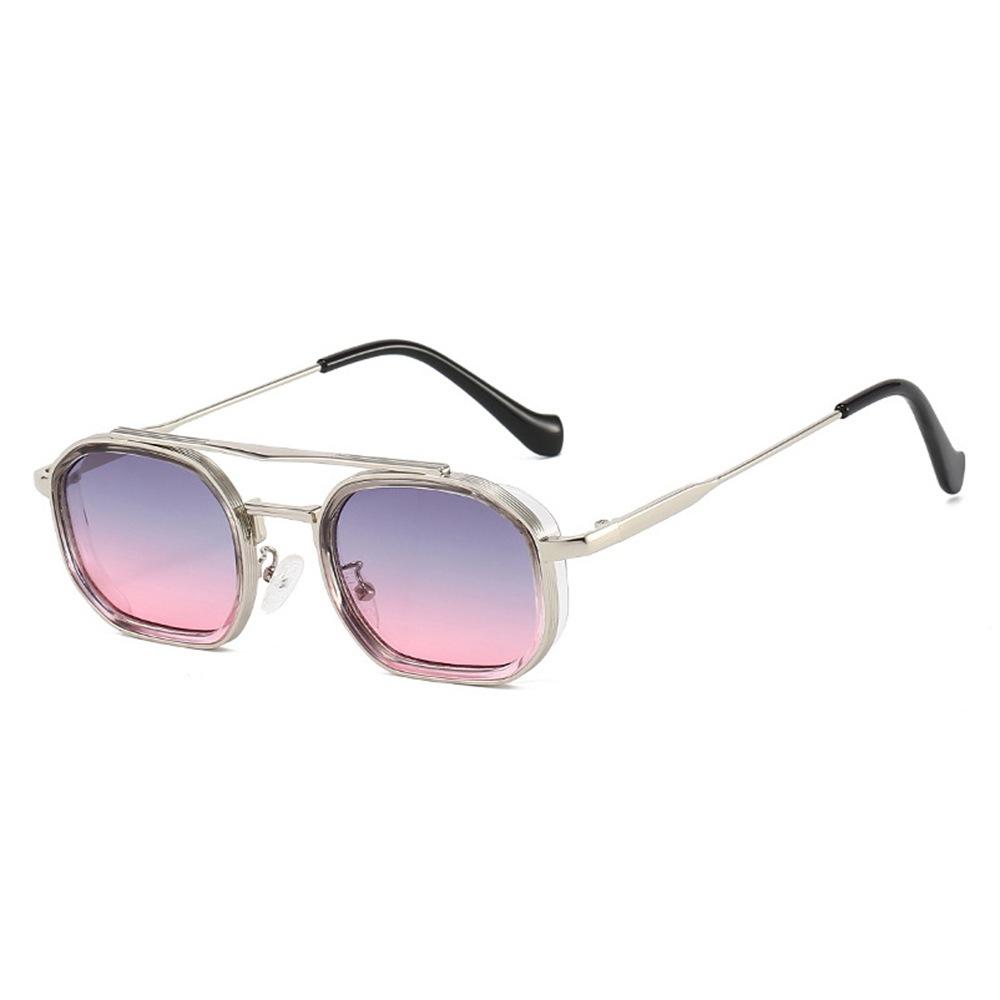 New European and American fashion retro double beam polygonal sunglasses ins Internet celebrity personality driving sunglasses