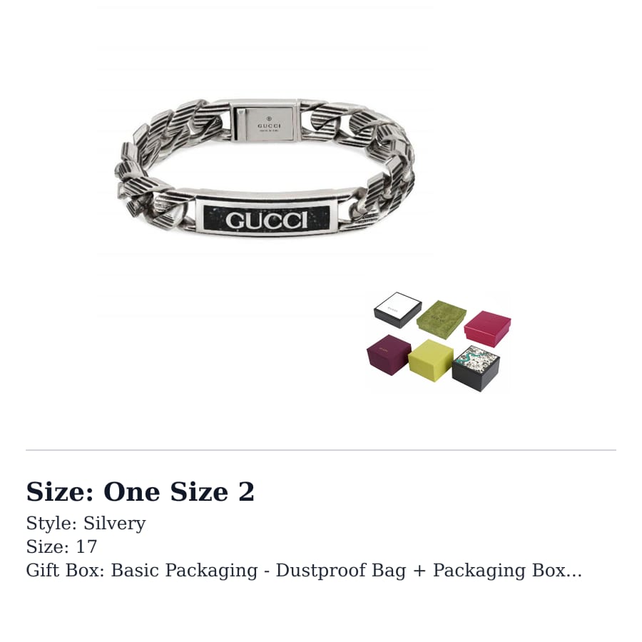 Gucci 925 Sterling Silver Bracelets Unisex Silver 701625J84101064