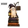 Reusable Wooden Holiday Crafts Farmhouse Halloween Tabletop Decorations, Table Topper Signs, Spooky Seasonal Home Accents Pumpkin Ghost Tiered