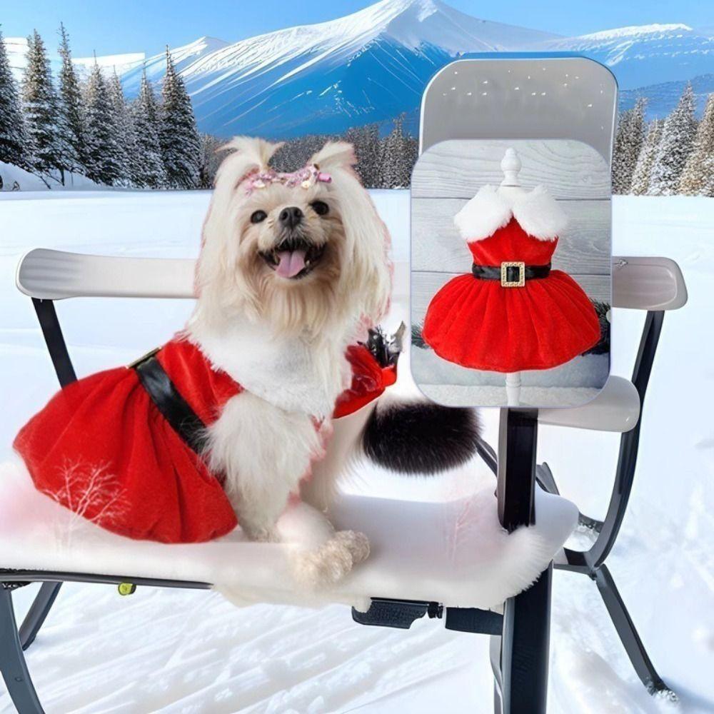 Soft Dog Winter Clothes Breathable Cats Christmas Dress Pet Outfit Pet Christmas Costume  Xmas