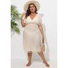 Plus Size Women's Beach Dress Holiday Bikini Cover-up Tassel Splicing Deep V Waist Dresses