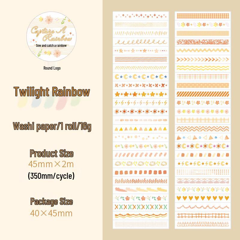 Rainbow Die Cut & Washi Tape Divider - Fresh Journal Decoration Stickers
