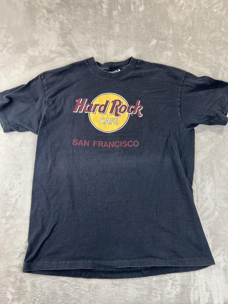 Vintage 90s Hard Rock Cafe Shirt Mens XL Black San Francisco Hanes USA Band Tee S
