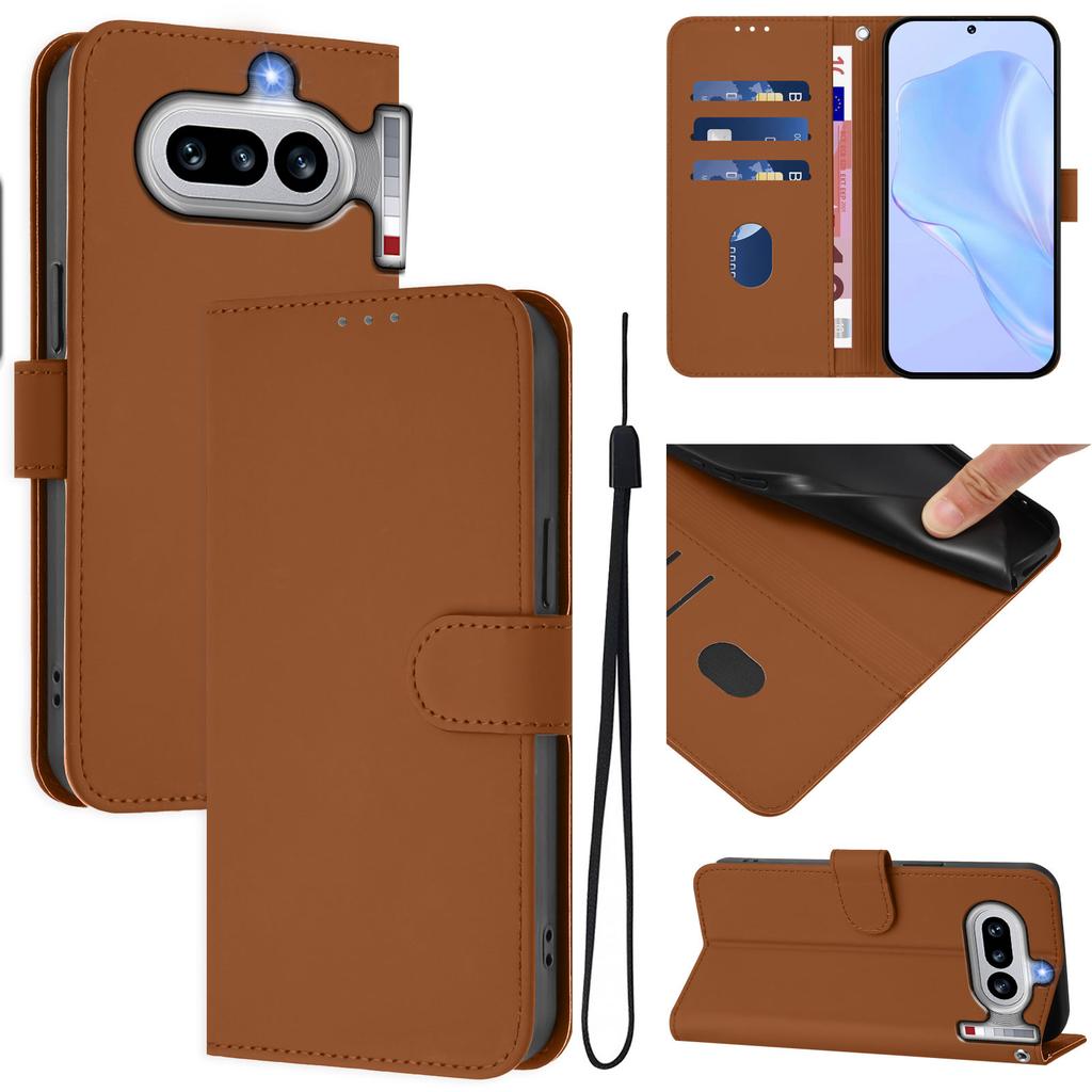 Wallet Case for Phone - Leather/PU, Brown, With Lanyard