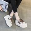 Fashion 8cm Casual Platform Wedge Hiden Heel Genuine Leather Shoes Chunky Sneakers Vulcanized Women Spring Autumn Loafers Mixed Color