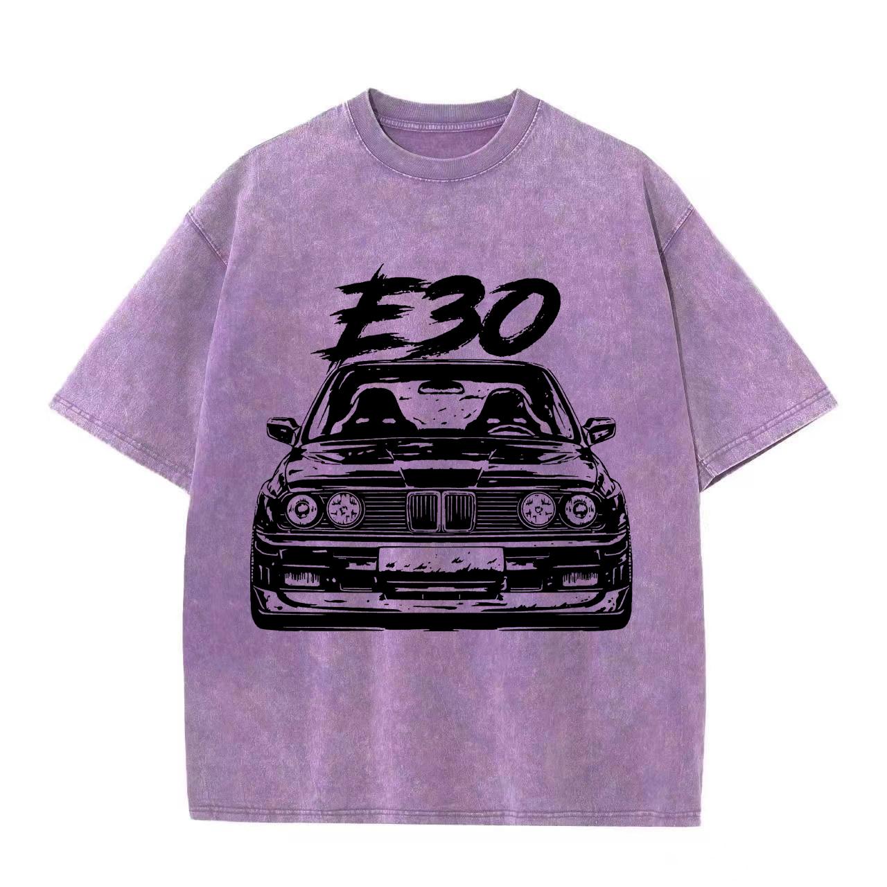 

Ретро-стираная винтажная футболка E30 Футболка Высококачественные футболки Летняя свободная одежда с коротким рукавом Хлопковые свободные уличные топы 3XL
