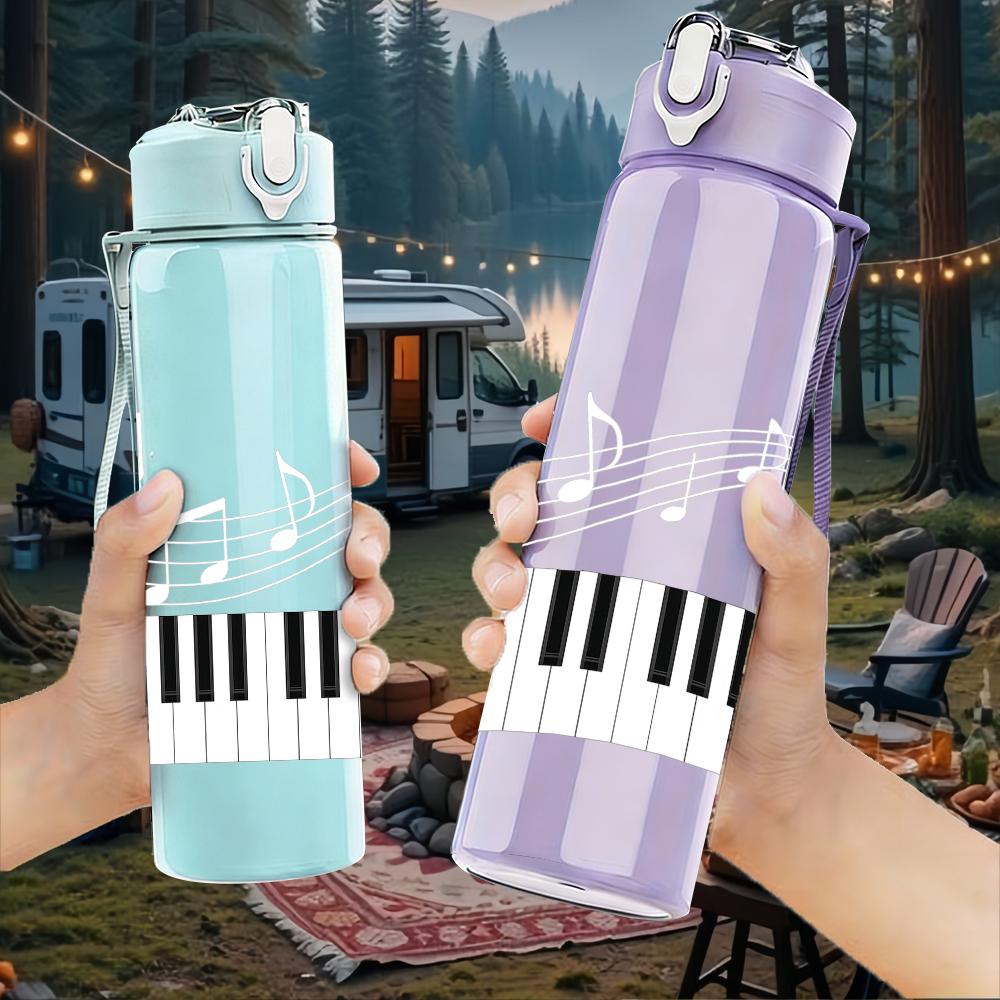 1PC Piano Key Layout 750ml Color Plastic Sports Water Bottle Leakproof Flip Straw Lid For Sports Office Home Use