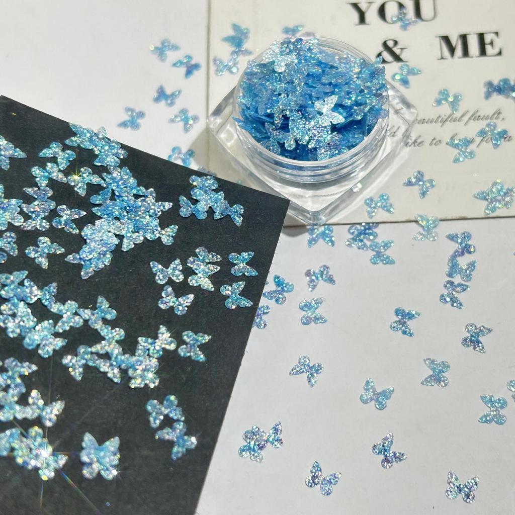 Gradient Butterfly Sequin Nail Art Decorations - Colorful Starry Sky DIY Materials