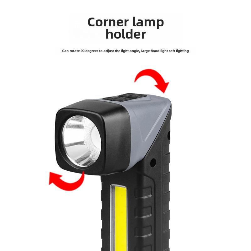Cordless 90° LED Work Flashlight with Tail Magnet and TYPE-C Rechargeable Plastic Belt