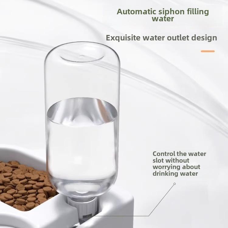 Automatic Drinking Love Pet Bowl Moisture-proof Cat Bowl Dog Basin Dual-use Multi-functional Drinking and Feeding