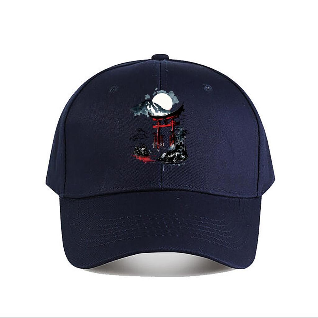 Moonlit Japanese Torii Fuji Art Print Baseball Cap Fashion Unisex Sunhat Womens Outdoor Sports