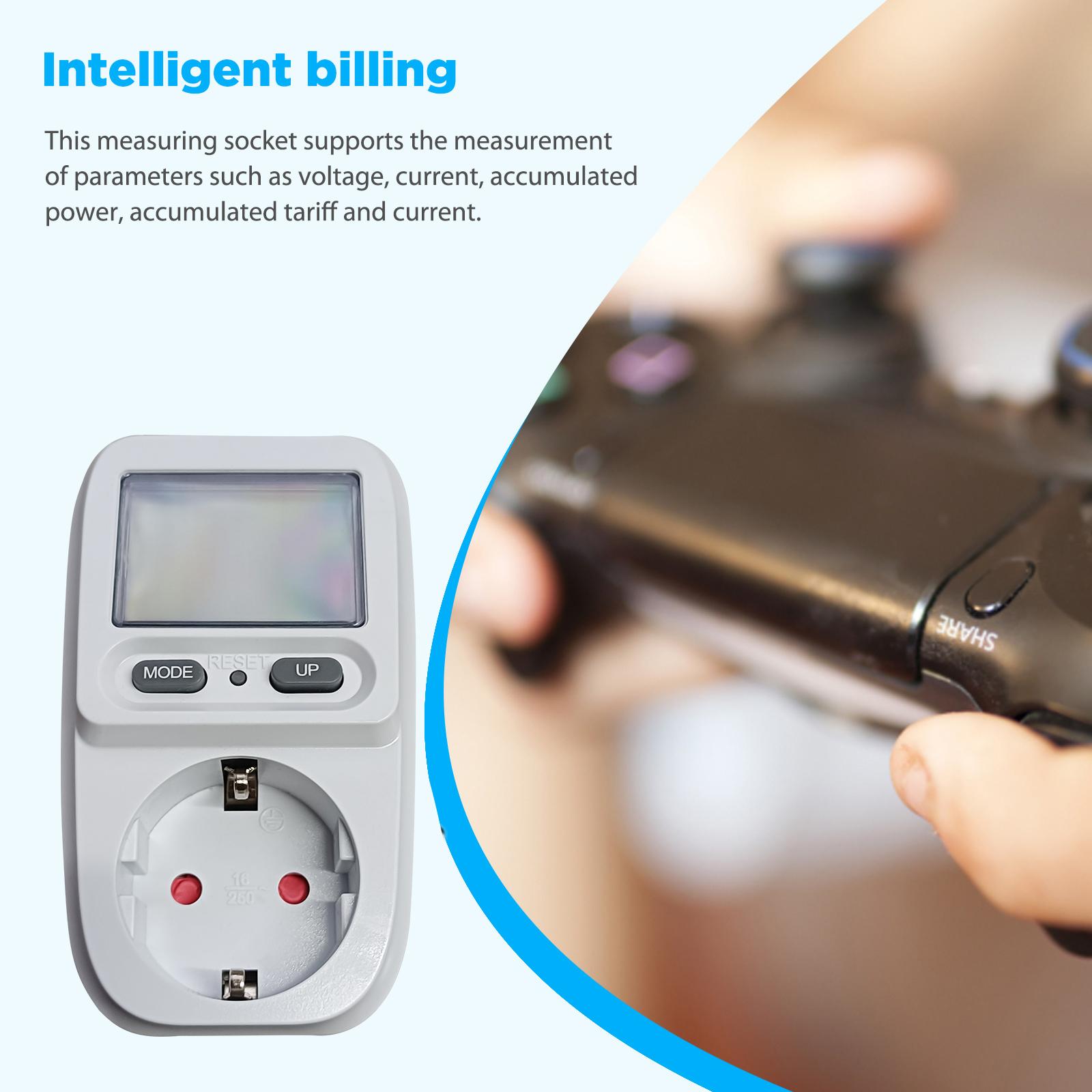 

High Resolution Intelligent Biller Digital Display Electricity Bill Metering Socket with Backlight for Computers 1pc