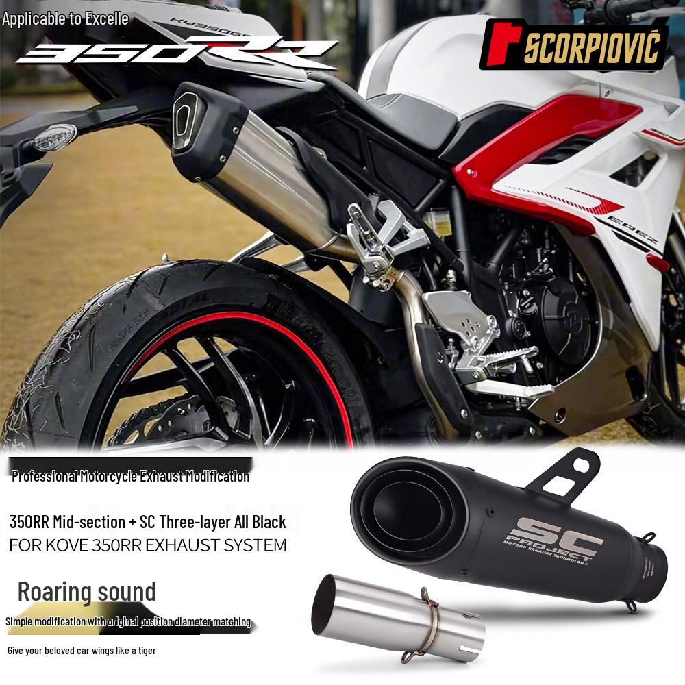 Avgassystem i rostfritt stål (mellan- och bakre) för Kovea 350RR Motorcykel - Skadefri Direktmontering