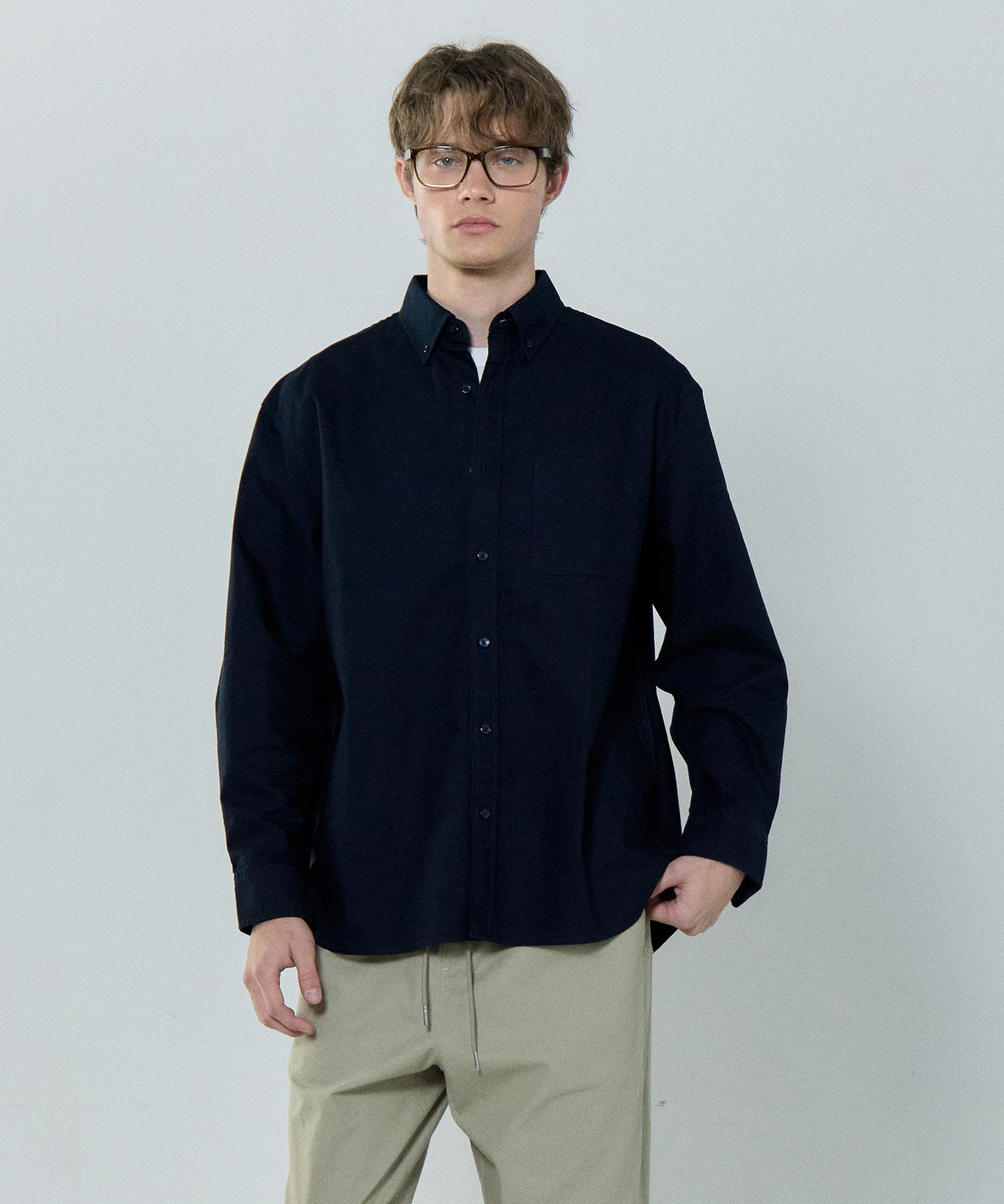 Basic House Oxford Semi-Overfit Long Sleeve Shirt Navy Lzws0101 Na/095