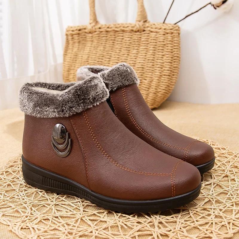 Winter Snow Women Boots Woman Waterproof Anti-slip Women's Boots Keep Large Size Warm Boots Ladies Fur Soft-soled Mujer