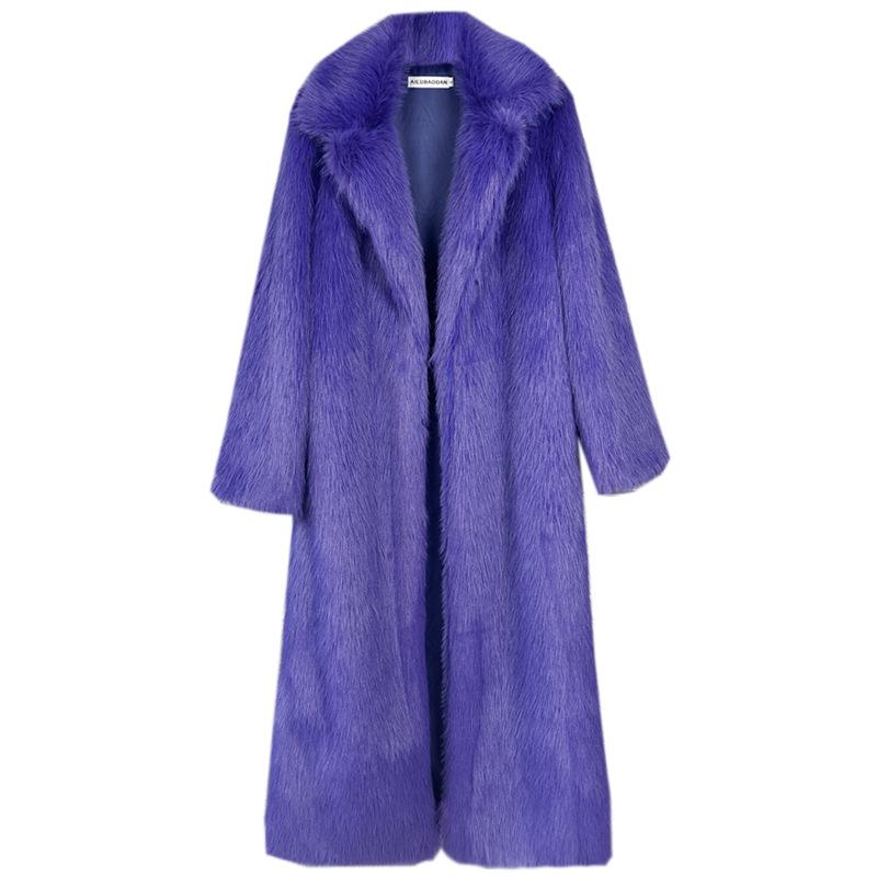 Cappotto Lungo Spesso da Donna in Ecopelliccia con Revers – Soffice Design Imitazione Toka per l'Inverno