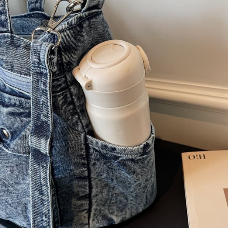 Gewaschene Denim-Tragetasche mit mehreren Taschen Damen-Umhängetasche
