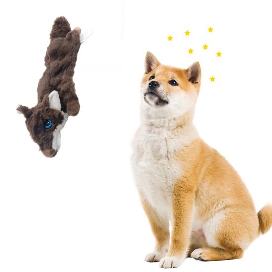 Pet Chew Toy with Built-in Sound Generator Anxiety Relief Wolf Shape Plush