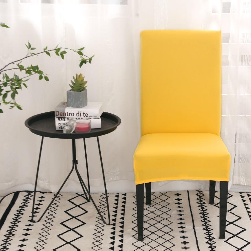 Ademende Hoge Rug Spandex Stoelhoes Elastische Rekbare Eetkamer Stoelbeschermer voor Bruiloft Banket Hotel 1PC geel