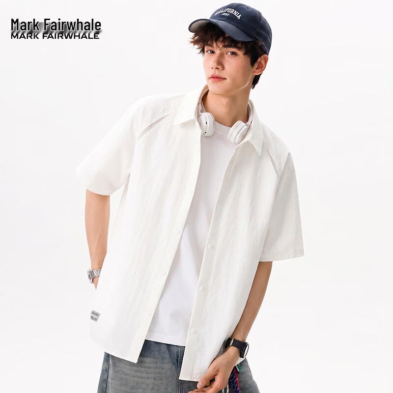 Mark Fairwhale Men's Short-Sleeved Casual Shirt Jacket