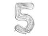 Shape Number "5" For Latex Balloons, 126Cm, Shiny Silver